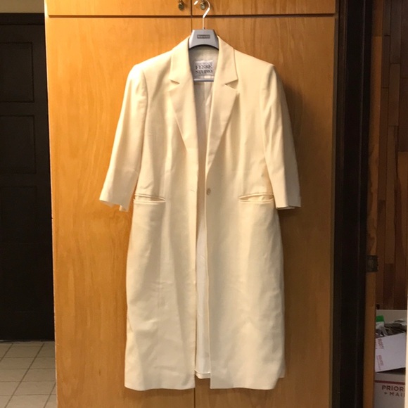 Gianfranco Ferre Studio Ivory Cream Off White Long Coat Overcoat - Picture 1 of 6